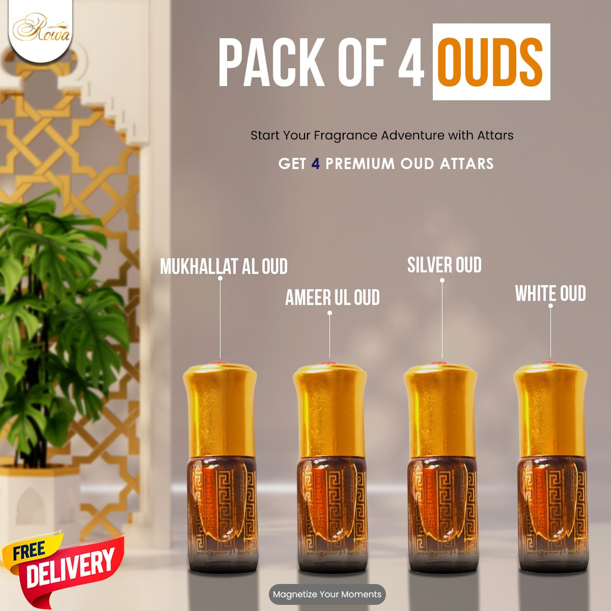 Pack Of 4 Rowa's Best Seller OUD | 3ML Attars (OUD Deal)